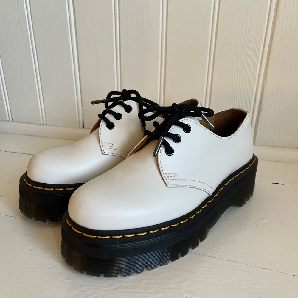 *New* White Dr. Martens Smooth Leather Platform Shoes